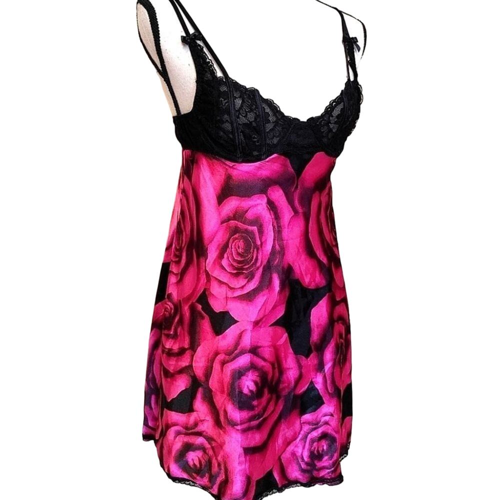 Morgan Taylor Intimates Size Small S Magenta Rose Black Lingerie Built in Bra Se
